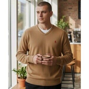 Polo Ralph Lauren Mens XXL (Fits like XL) Pima Cotton V-Neck Sweater Preppy Golf